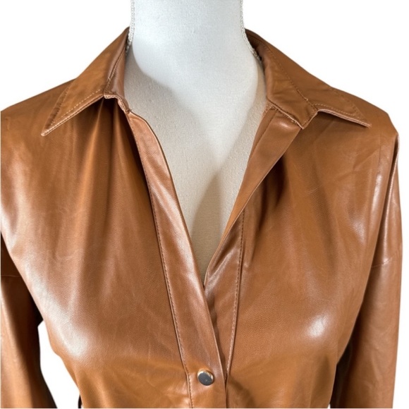 ZARA Vegan Leather Mini Dress, Long Sleeve, Size XS. - Picture 9 of 14